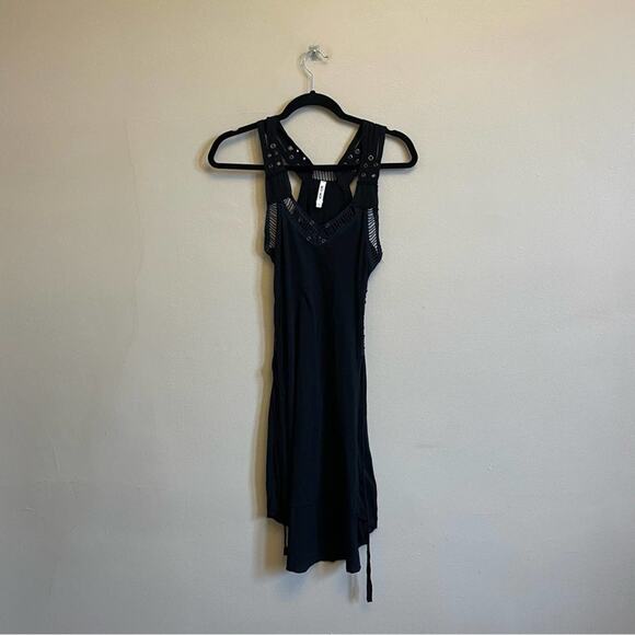 Mur Mur M black tunic top tassel cut outs Punk Goth Goblincore - Picture 1 of 7